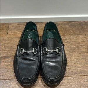 Gucci Black Leather Horsebit Loafers